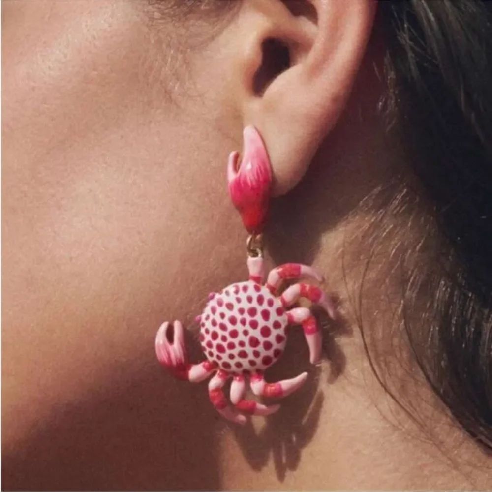 Pink Crab Earrings N947